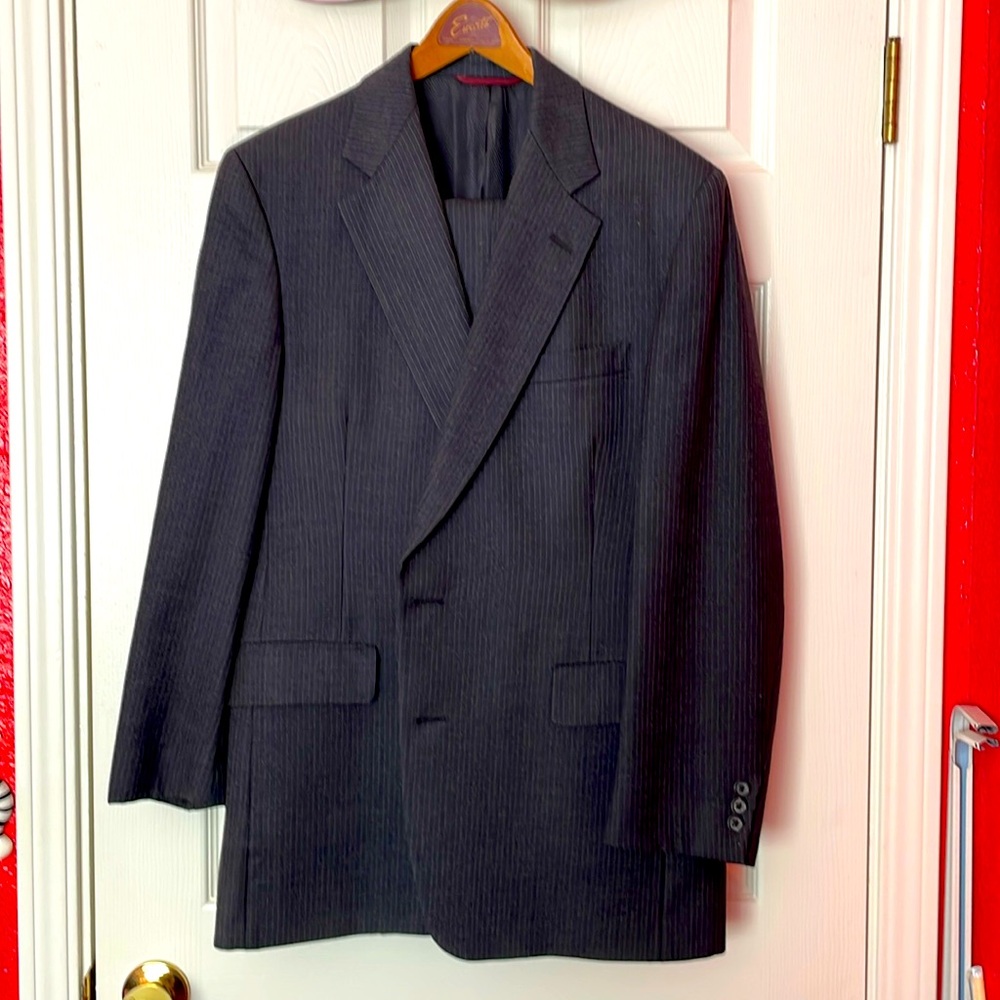Dark grey pin striped wool Suit Jacket